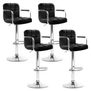 NNEDSZ Set of 4 Bar Stools Gas lift Swivel Armrests - Steel and Black