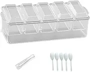 Generic Ice Chilled 5 Compartment Condiment Server Condiment Container Bar Accessories Dispenser with Lids Salad Platter Removable
