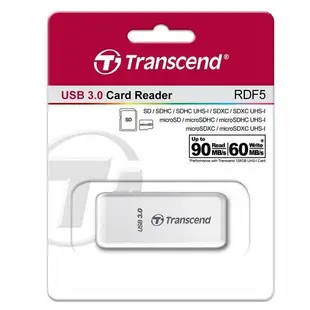 TRANSCEND 創見 TS-RDF5W 讀卡機 F5 USB3.0Card Reader 白色 記憶卡