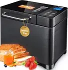 KBS 17-in-1 Bread Maker-Dual Heaters, 710W Machine Stainless Steel with Glute...