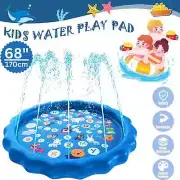 170CM Inflatable Water Splash Spray Mat Kids Sprinkler Play Pad Outdoor Pool AU