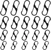 Jindizi Zipper Clips Anti Theft 4 Size, 20 Pcs Zipper Pull Locks for Backpacks, Dual Spring S Carabiner Zipper Clip Theft Deterrent for Luggage Suitcase Camping(Black)
