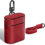 Air Smart Headphones Bluetooth Earphone Wireless Earphones Shockproof Genuine Leather Protective Case for Apple AirPods 1/2 (Black) (Color : Red)