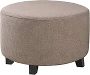 LJWDYS Stretch Ottoman Cover, Machine Washable Footstool Pouffe Slipcover with Elastic Bottom (Color : Tan, Size : Large)