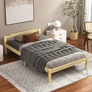 ALFORDSON King Single Bed Frame Wooden Bed Base with Solid Wood Pine Timber Slats, Oak Bed Foundation Mattress Base Platform with Storage Space, Beatrix Series Bedroom Furniture