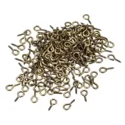 200Pcs Small Screw Eye Hooks Mini Eyelets Screws, 4x8x1mm, Bronze Tone