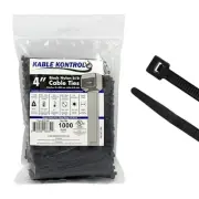 Kable Kontrol Cable Zip Ties 1000 Pcs 4 Inch Black, 18 Lbs Tensile Strength, ...