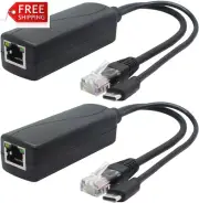 ANVISION 2-Pack 5V Poe Splitter, USB Type C, 48V to 5V 2.4A, IEEE 802.3Af Compli