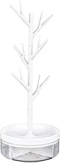 [SIGONE] Branch Necklace Holder,jewellery Stand Equipped with a Rotatable Base and Storage Box Jewelry Organizer,earring Holder Necklace Stand Bracelet Holder