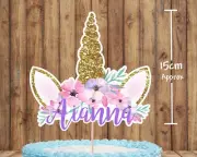 Unicorn Cake Topper Personalised with Name 280gsm Glossy Photo Paper