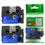 2/Pack 12mm Black on Clear Tape for P-touch Model PT9600, PT-9600 Label Maker