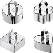 Cake Ring Mould Stainless Steel Cake Ring, Stainless Steel Mousse with Lid 4Pcs Mold Set Cake Decoration Tool Pastry Dessert Baking Mold Baking Tool