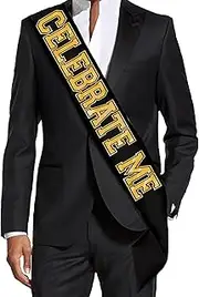 RhinestoneSash Mens Birthday Sash - Premium Grade Satin Sashes - Bachelor Party, Retirement, Graduation Supplies