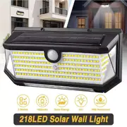218 LED Solar Motion Sensor Light Outdoor IP65 Wall Security Garden Flood Lamp