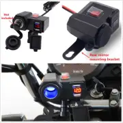 12V Blue LED Motorcycles Dual USB Power Port Charger Digital Voltmeter Universal