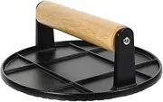 PRETYZOOM Heavy Duty Burger Press, 6 inches Round Burger Smasher Bacon Press Meat Presser with Wooden Handle for Griddle, Sandwich