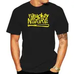 NAUGHTY BY NATURE 徽標說唱嘻哈男士黑色 T 恤,尺碼 S 至 2XL 服裝休閒 T 恤