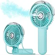 SWEETFULL Portable Misting Fan - 180° Foldable Handheld Personal Fan with Mist Spray, 3 Speeds, 30ml Water Tank, USB Rechargeable - Ideal for Travel, Outdoors, Makeup, Camping, Home, and Office Use