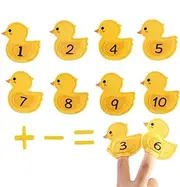 Finger Puppets, Cute Yellow Duck Felt Finger Puppets, Finger Number Addition & Subtraction Educational Toys, Interactive Puppets Role Play Toys, Math Learning Addition and Subtraction Games