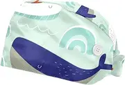 [WOSHJIUK] Working Hat 2 Pack Scrub Caps for Women,sea Wave Whales Cute,Tie Back Cap Adjustable Scrub Hat