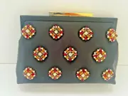 BADGLEY MISCHKA Jewel Encrusted Pure Silk Black Aubrey Handbag $295.00 Value