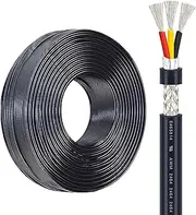 3 Conductor 28-16 Gauge Electrical Wire 28-16AWG Shielded Wire，UL Listed Low Voltage Cable Tinned Copper Hookup Wire PVC Cable for Signal Transmission Sensors(200ft,26AWG-3C)