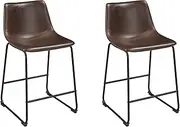 [Signature Design by Ashley] Centiar 24" Counter Height Modern Bucket Barstool 2 Count, Brown