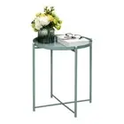 CERBIOR Tray End Table Round Metal Table Side Sofa Table Anti-Rust Coffee Table