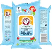 Under Watermelon Kiwi Baby Wipes - 30 Count Travel Friendly Face & Body Wet Wipes - 1 Flip-Top Pack of Towelettes Infused with Aloe Vera & Chamomile