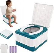 Portable Potty Seat for Toddler Travel, Foldable Training Toilet Seats, Baby Squatty Potty Stool, Car Potty for Kids Boys Girls, Emergency Mobile Toilet for Camping Outdoor/Indoor, w/ 60 Cleaning Bags