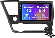 Android 13 Car Radio for 2+32G Honda Civic 2013-2015 9'' 1280*720 Touchscreen Car Stereo with Carplay Android Auto Backup Camera Mirror Link GPS Navigation WiFi 6 Bluetooth 5.4 SWC (with Air Outlet)