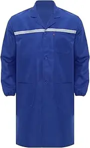 [Yeahdor] Unisex Adult Cotton Work Jacket Factory Workshop Lab Coat Long Sleeve Button Down Work Shirts