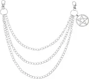 [uxcell] Star Punk Pants Chain for Women and Men, Jeans Chain Trousers Chain Anti-Theft Belt Wallet Chain Waist Chains with Lobster Clasps for Hip Hop Clothes Accessories (Silver)