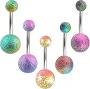 [TJCGCKK] 5 Pcs Colorful Belly Button Rings for Women Girls Acrylic Belly Rings Multi-Colored Curved Barbell Navel Rings Body Piercing Jewelry
