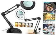 Magnifying Glass with Light and Stand, 2-in-1 Desk Lamp & Clamp 10X Black