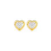 9ct Gold Diamond Open Heart Stud Earrings