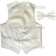 New Men's Vesuvio Napoli Tuxedo Vest Waistcoat Bowtie prom wedding party Cream
