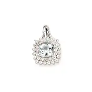 Sterling Silver White Topaz u0026 Aquamarine Square Pendant