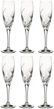 RCR CRYSTAL DA VINCI GROSSETO CHAMPAGNE FLUTES 16cl (SET OF 6) BRAND NEW