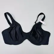 New Bali Side Smoothing Bra 34D Underwire Black Satin Soft Cup Adjustable 3383