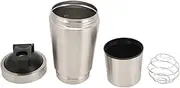Protein Shaker, Stainless Steel Easy Clean 2 Pieces Easy Shaker Bottle Portable with Wire Whisk for Fitness (600ml)