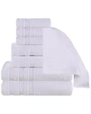Superior Brea Zero Twist Cotton Ribbed Geometric Border Plush 8pc Towel Set
