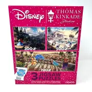 Disney Thomas Kinkade 3 Pack Puzzles - Sleeping Beauty Aladdin Little Mermaid