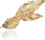 yangzerangLeaf Spring Hair Clip French Hair Barrettes Clip for Women Rectangle Ponytail Hair Barrette Semi Circle Spring Ponytail Tortoise Shell Hair Clip for Women Girl Automatic Hair Clip Snap