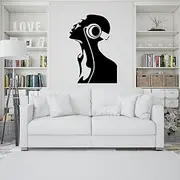 Removable Headphones Wall Decal - Self-Adhesive Vinyl Music Decor Stickers for Home Bedroom Studio Decor Headset Silhouette Art Decoration for Music Lovers