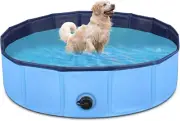 Dog-Kiddie Pool, Blue, Round, 32X32X8 Inches, PVC, Easy Setup, Pet-Friendly, 5 M