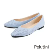 在飛比找momo購物網優惠-【Pelutini】菱格紋編織造型平底鞋 天藍色(8758W
