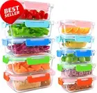 Glass Food Storage Containers, 10 Pc, Snap Lids, Oven, Microwave & Freezer Safe