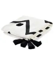 LR Home Modern Boho Tufted Polka Dot Peaks Cotton Throw Blanket
