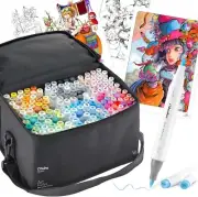 Ohuhu 168-Color Marker Set Art Stationery Chisel & Brush Tip Pastel Illustration